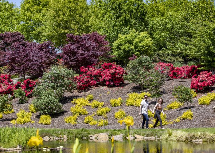 Mayfield Garden, Oberon Couple enjoying the spring blooms at Mayfield Garden, Oberon