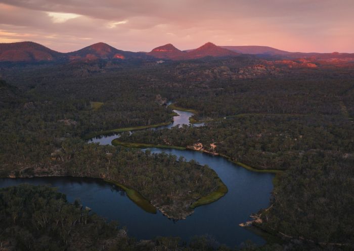 Sun setting over the Cudgegong River in Wollemi National Park, Mudgee