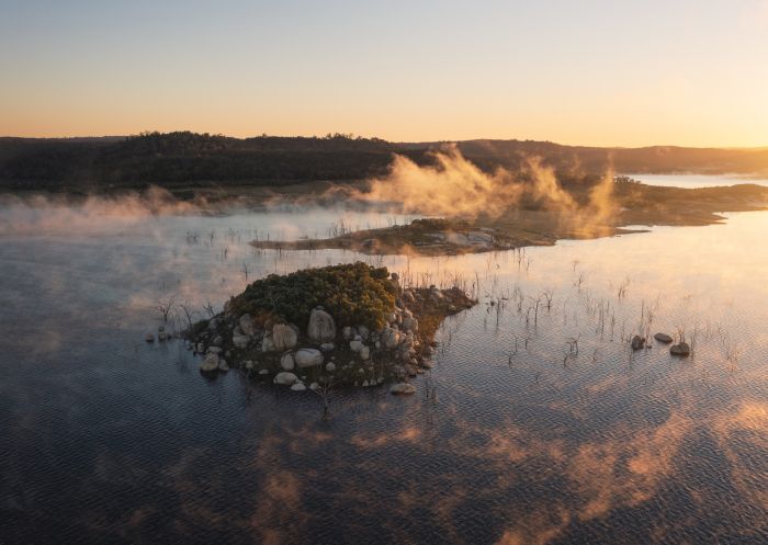 Scenic sunrise views across Lake Copeton at Copeton in Inverell, Glen Innes in Country NSW