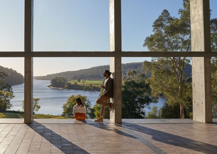 Bundanon Art Museum, Illaroo - Credit: Safari Global Couple enjoying the view from the museum at Bundanon Art Museum, Illaroo