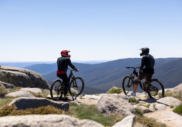 People enjoy mountain biking, Thredbo Mountain Bike Park, Snowy Mountains