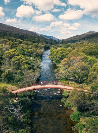 Enjoying a bicycle ride, Thredbo Valley, Snowy Mountains