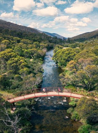 Enjoying a bicycle ride, Thredbo Valley, Snowy Mountains