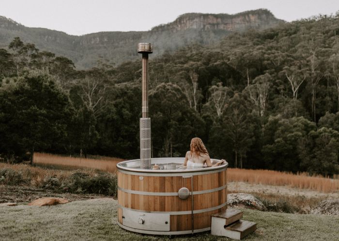 Aframe Kangaroo Valley, Kangaroo Valley - Credit: Hayley Rafton Photography Wood fired hot tub at Aframe Kangaroo Valley in Kangaroo Valley, Jarvis Bay