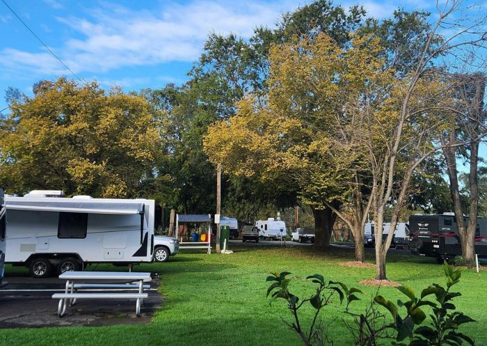 Cowra Van Park Caravan positioned beside the Lachlan River, Cowra