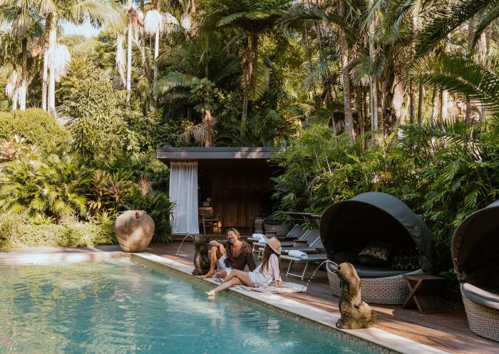 Gaia Retreat & Spa, Bangalow - Credit: Gaia Retreat & Spa Couple poolside, Spa Aqua, Gaia Retreat & Spa, Bangalow, North Coast NSW - Credit: Gaia Retreat & Spa