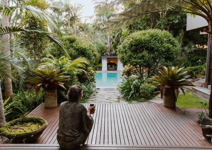 Gaia Retreat and Spa, Byron Bay - Credit: Hayley Nedland Man enjoying solitude in nature at Gaia Retreat and Spa, Byron Bay