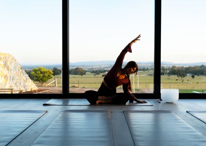 Zensi Retreat, St Fillans - Credit: Ray Tayoun Woman practicing in yoga studio at Zensi Retreat, St Fillans